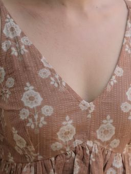 MAAND - Women Brown Cotton Blend A-Line Top