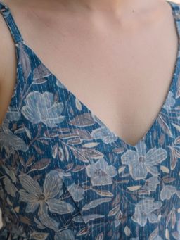 MAAND - Women Blue Cotton Blend A-Line Top