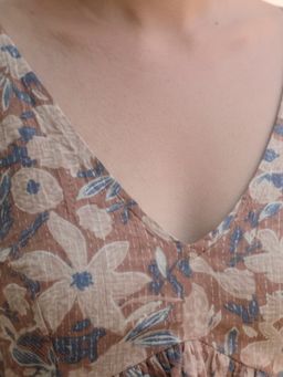 MAAND - Women Brown Cotton Blend A-Line Top