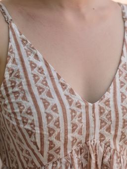 MAAND - Women Beige Cotton Blend A-Line Top