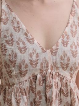 MAAND - Women Off White Cotton Blend A-Line Top