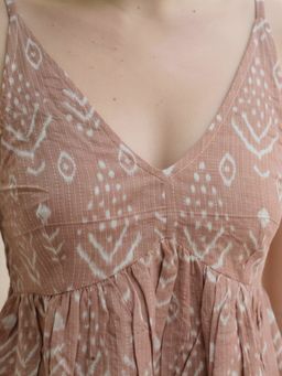 MAAND - Women Brown Cotton Blend A-Line Top