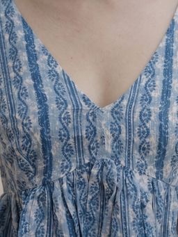 MAAND - Women Blue Cotton Blend A-Line Top
