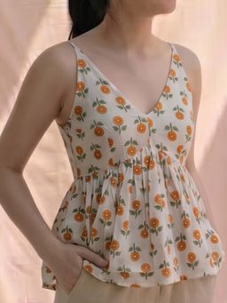 MAAND - Women White Cotton Blend A-Line Top