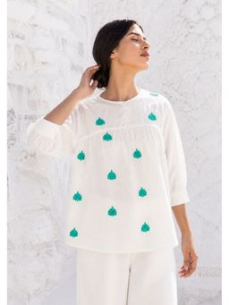 Aravalii - Women White Embroidered Top