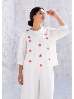 Aravalii - Women White Embroidered Top
