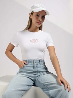 Calvin Klein - White Cotton Typography T-Shirt