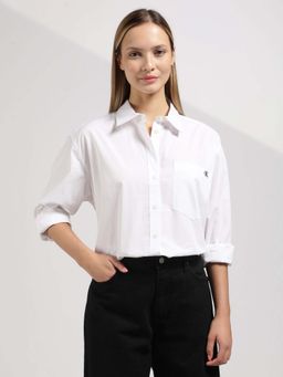 Calvin Klein - White Cotton Solid Shirt