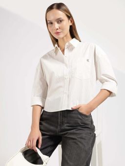 Calvin Klein - White Cotton Stripes Shirt