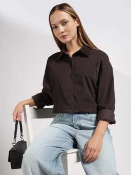 Calvin Klein - Brown Cotton Solid Shirt