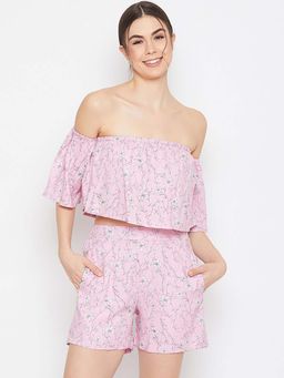 DELAN - Pink Cotton Printed Co Ord Set