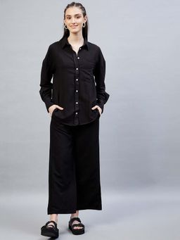 DELAN - Black Cotton Solid Co Ord Set