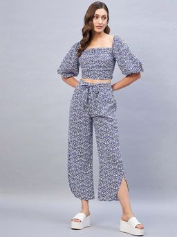 DELAN - Blue Cotton Printed Co Ord Set