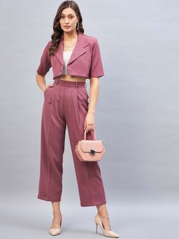DELAN - Purple Viscose Solid Co Ord Set