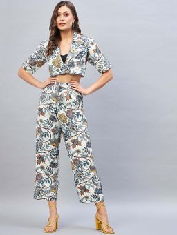 DELAN - Off White Viscose Printed Co Ord Set