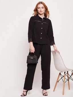 DELAN - Black Cotton Solid Co Ord Set