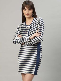 DELAN - Navy Blue Polyester Woven Co Ord Set