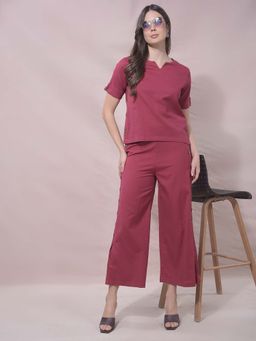 CRIMSOUNE CLUB - Maroon Viscose Blend Solid Top