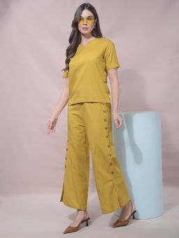 CRIMSOUNE CLUB - Mustard Cotton Blend Solid Top