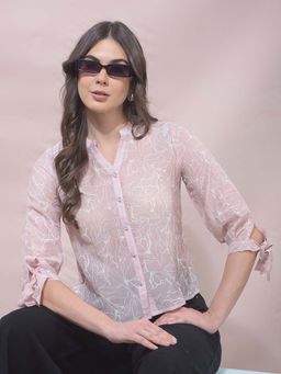 CRIMSOUNE CLUB - Peach Lyocell Blend Self Design Shirt