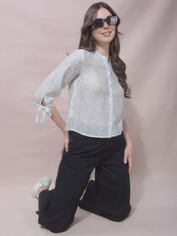 CRIMSOUNE CLUB - Green Lyocell Blend Self Design Shirt