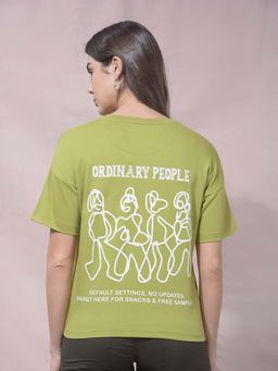 CRIMSOUNE CLUB - Green Cotton Blend Graphic T-Shirt