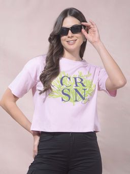 CRIMSOUNE CLUB - Pink Cotton Blend Typography T-Shirt