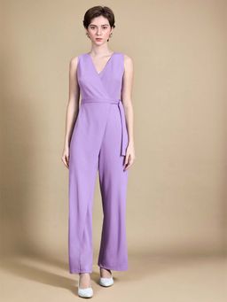 Miss Chase - Lavender Polyester Solid Jumpsuit