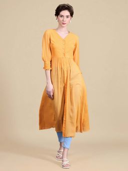 Miss Chase - Yellow Chiffon Solid Tunic