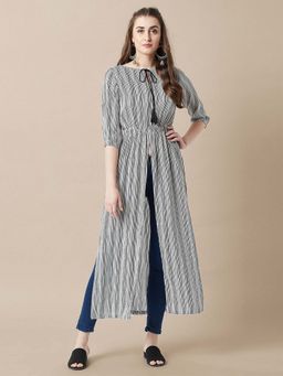 Miss Chase - Black Crepe Stripes Tunic