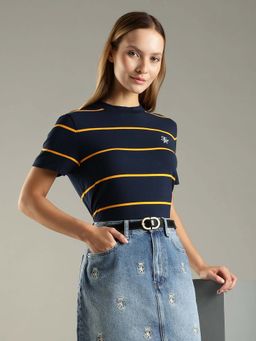 Tommy Hilfiger - Navy Blue Cotton Stripes T-Shirt