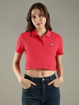 Tommy Hilfiger - Red Cotton Solid Polo T-Shirt