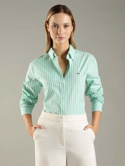 Tommy Hilfiger - Green Cotton Stripes Shirt