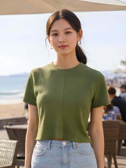 Don’t be basic - Olive Polyester Solid Top