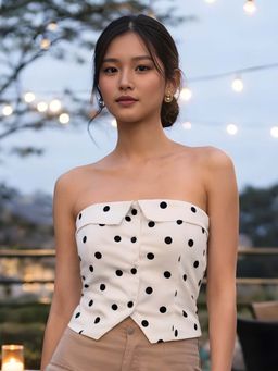 Don’t be basic - White Polyester Polka Dots Top