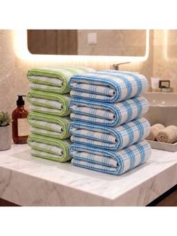 Athom Living - Premium Cotton Stripes Hand Towels - Multi-Color (Pack of 8) (M)