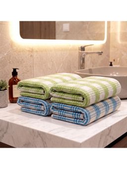 Athom Living - Premium Cotton Stripes Hand Towels - Multi-Color (Pack of 4) (M)