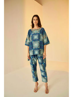BETRUE - Boat Neck Tashkent Printed Top And Pants Set (Set of 2)