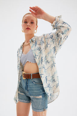 Sateen - Blue Printed Pattern Shirt