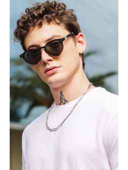 RESIST EYEWEAR - Unisex Black Brown Green Oval Sunglass (ADAM BLACK BROWN GREEN)-50