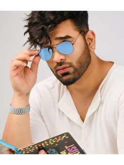 RESIST EYEWEAR - Unisex Black Blue Candy Night Vision Aviator Sunglass(AIRCRAFTS BLACK BLUE CANDY)-58