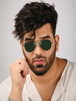 RESIST EYEWEAR - Unisex Black Green Aviator Sunglass(AIRCRAFTS BLACK GREEN)-58