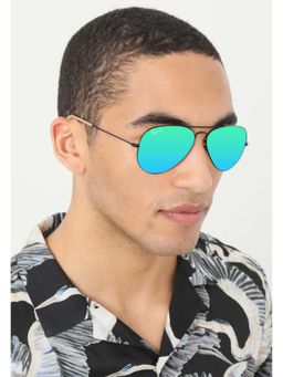 RESIST EYEWEAR - Unisex Black Green Reflector Aviator Sunglass(AIRCRAFTS BLACK GREEN REVO)-58