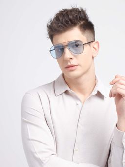 Poppy - Men Metal Blue Aviator Full Rim Sunglass (PO-5003)-56