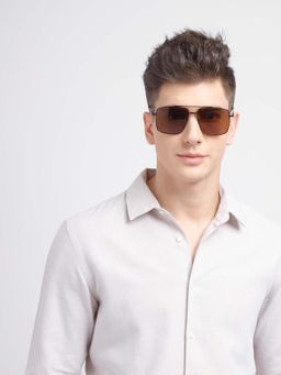 Poppy - Men Metal Brown Square Full Rim Sunglass (PO-5004)-43