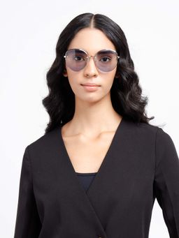 Poppy - Women Metal Blue Oversized Full Rim Sunglass (PO-5006)-55