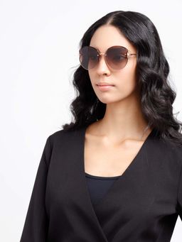 Poppy - Women Metal Brown Oversized Full Rim Sunglass (PO-5006)-55