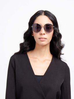 Poppy - Women Metal Grey Oversized Full Rim Sunglass (PO-5006)-55