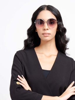 Poppy - Women Metal Purple Oversized Full Rim Sunglass (PO-5007)-55