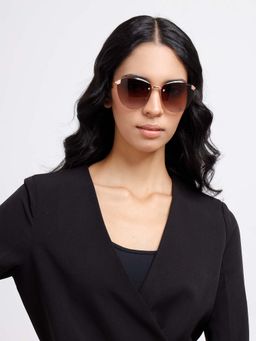 Poppy - Women Metal Brown Oversized Full Rim Sunglass (PO-5007)-55